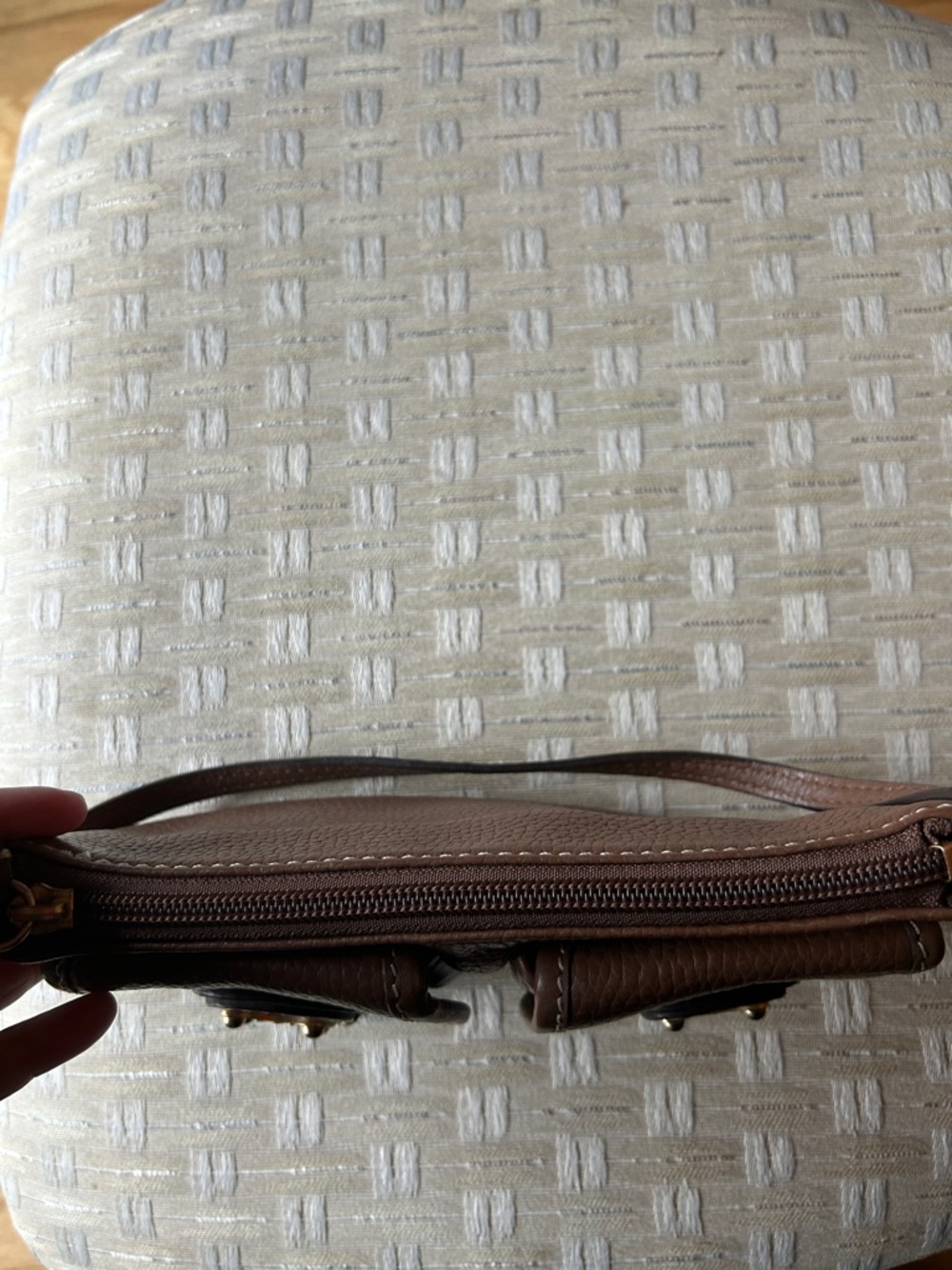 Michael Kors Leather Brown Pebbled Leather Double Pocket Shoulder Purse. - Picture 10 of 11